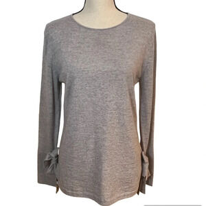 Escada Gray Virgin Wool Tie Bow Cuff Sweater Sz-M